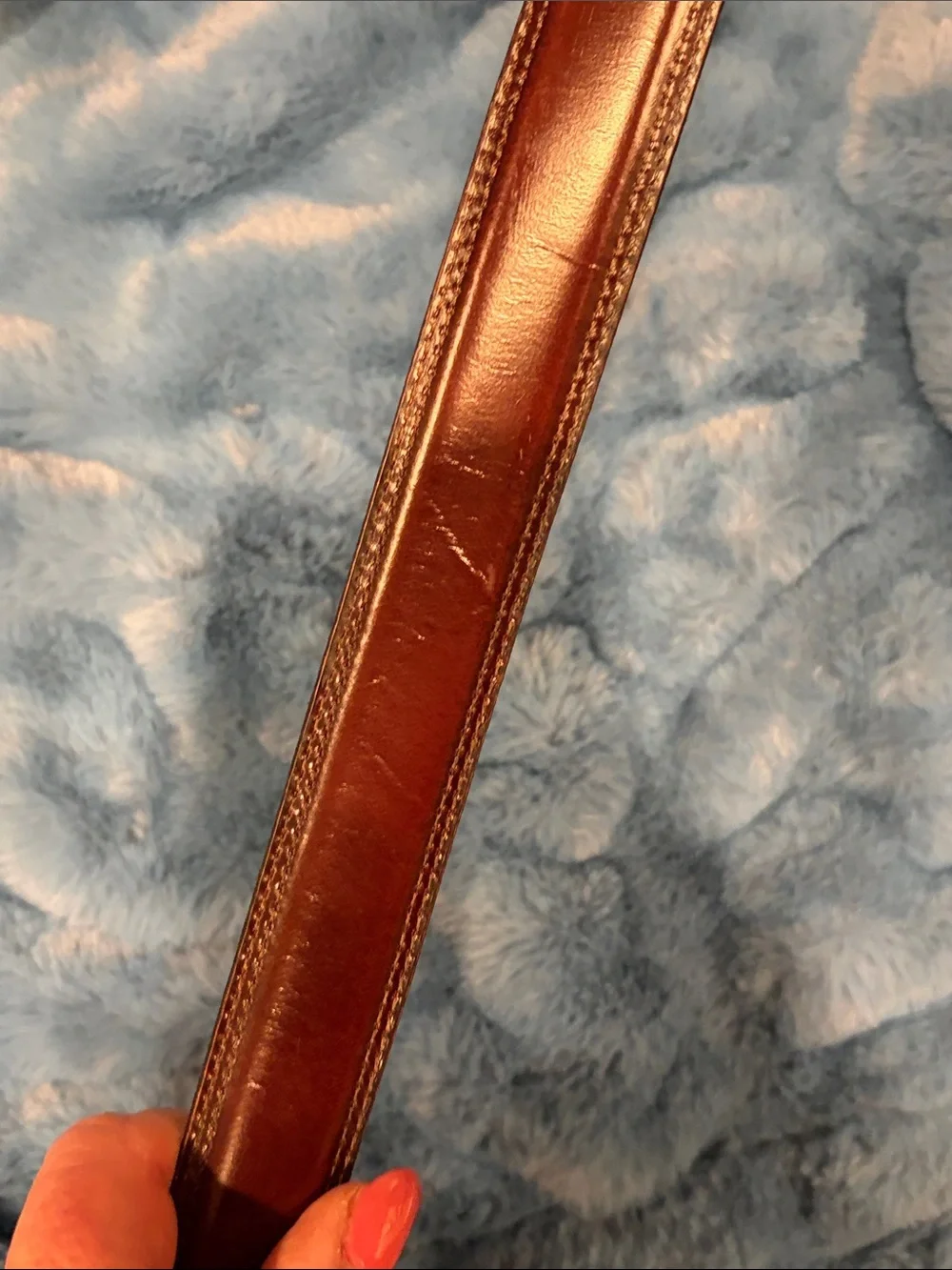 Genuine leather 1 inch brown belt gold buckle 34 GUC
